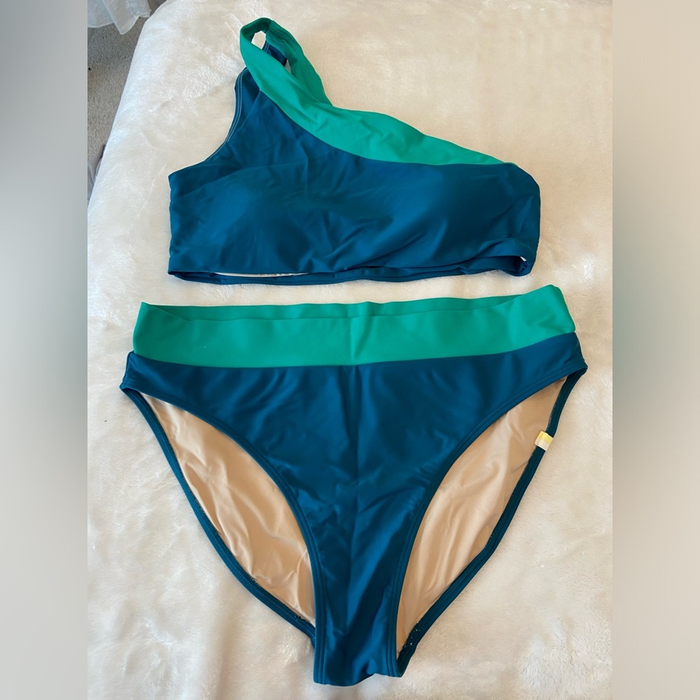 Summersalt Teal and Green Asymmetrical Bikini